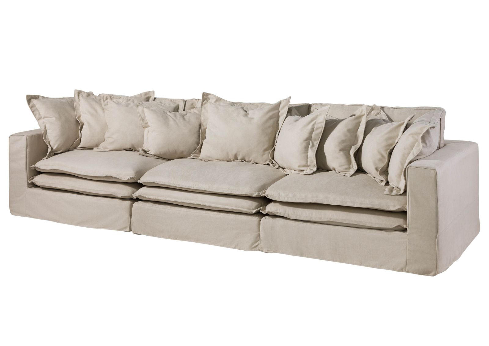 SOFA 3-Sitzer 341x117x90 beige SYLT - Beige, Kunststoff (341/90/117cm) - Massivmoebel24