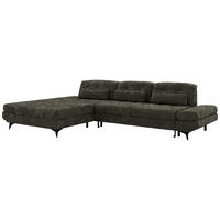 ECKSOFA ALVENO L - Dunkelgrau Schenille glatt - Links Seite - Dunkelgrau/Schwarz, Textil/Metall (218/344cm) - MKS