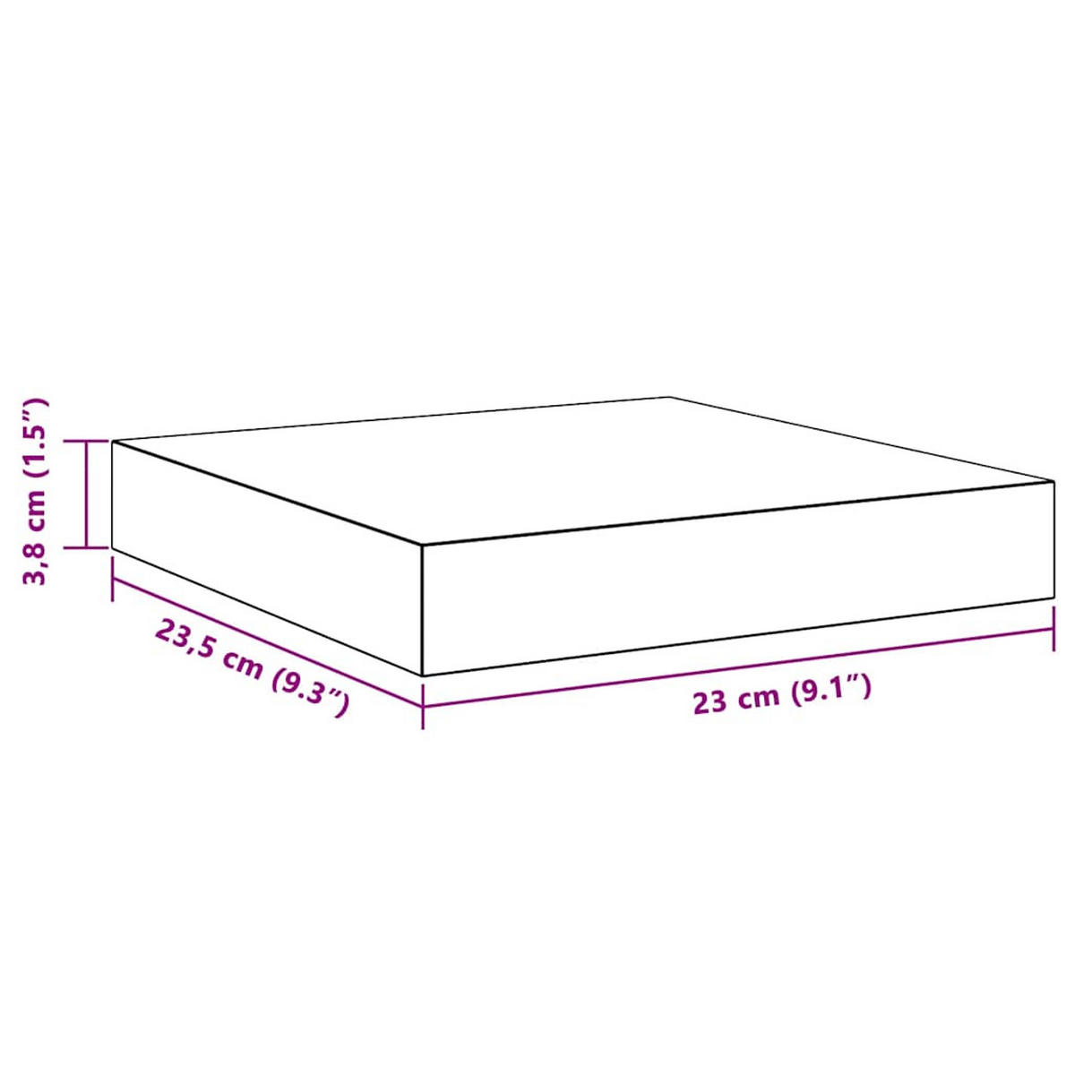 SCHWEBEREGALE 2er Set Weiss 23/23.5/3.8 Cm Mdf - Weiß, Holzwerkstoff (23.5/3.8/23.5cm) - vidaXL