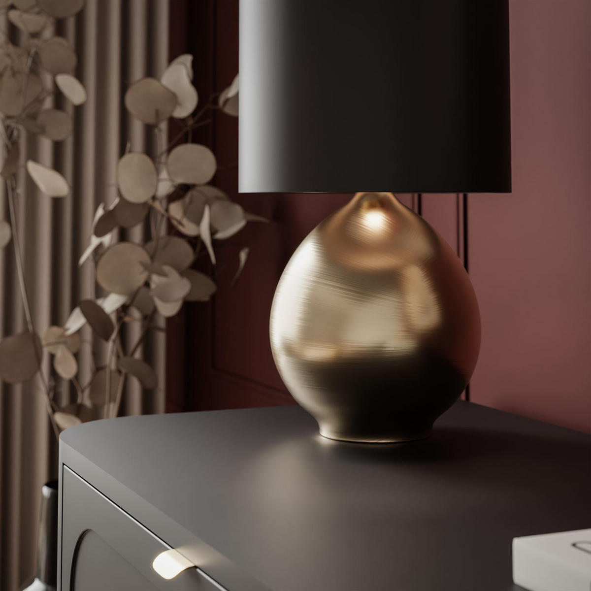 KOMMODE SHADOW II 6S mit Schubladen - Goldfarben/Schwarz, Holzwerkstoff (138/73/40cm) - Lookway