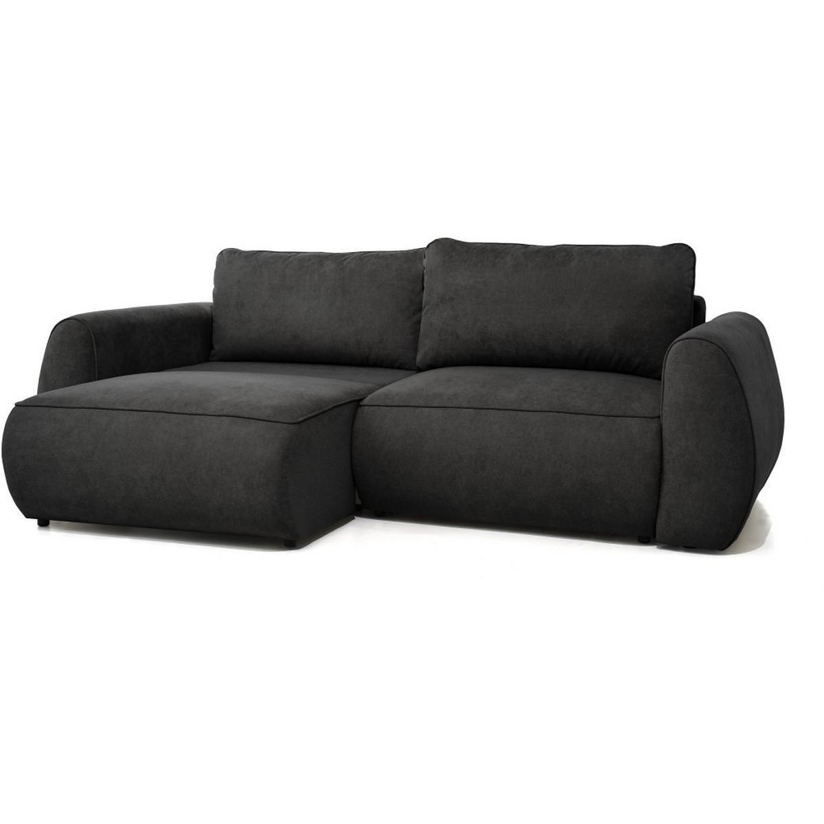 3-SITZER Schlafsofa Bravo mit Eckfunktion, mit zwei Bettkasten, Schwarz - Schwarz, Textil (257/96/110cm) - Beautysofa