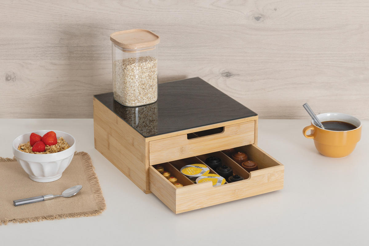 KAFFEEKAPSELBEHÄLTER Schwarz Bambus - Schwarz, Naturmaterialien (30/14.5/30cm) - 5five Simply Smart