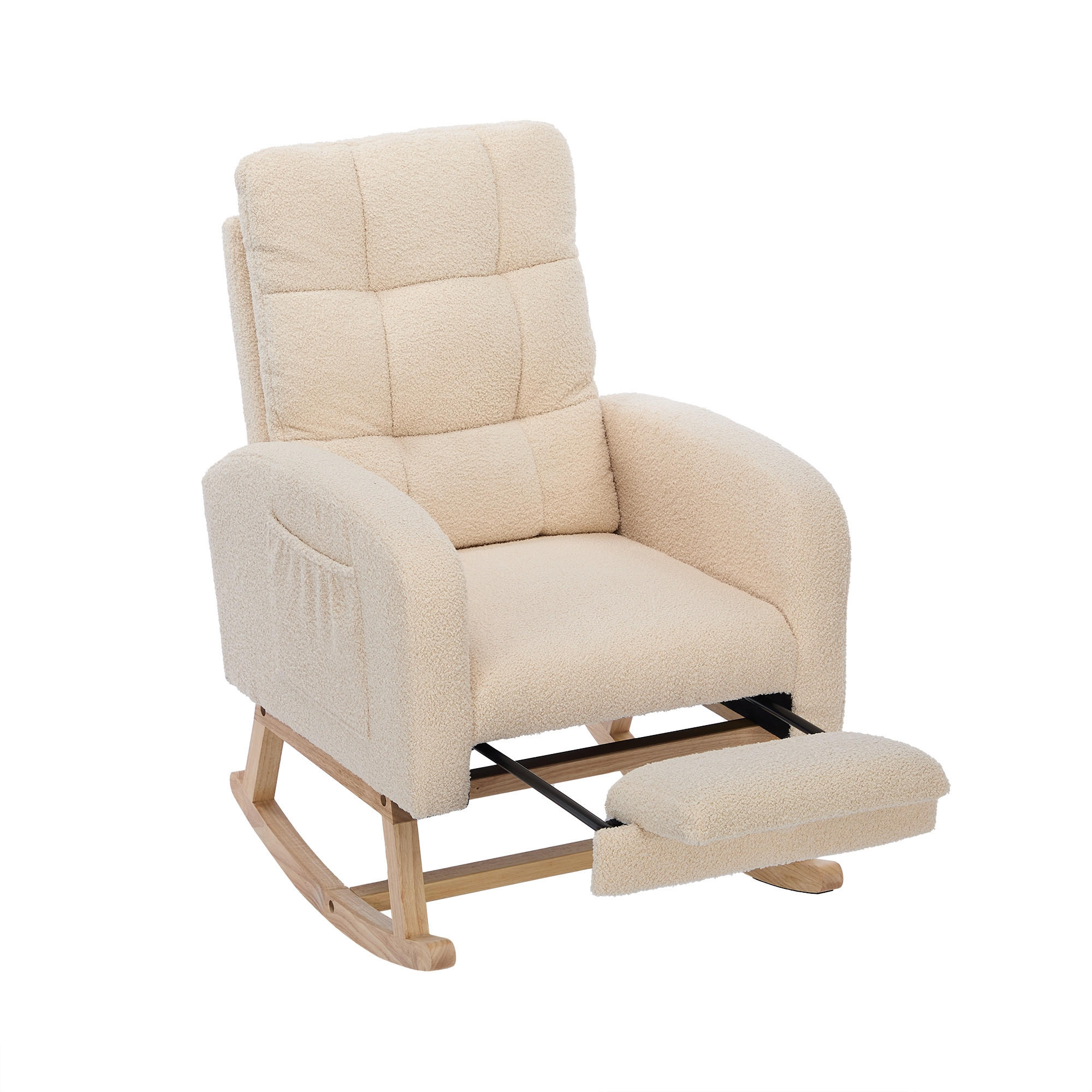 SCHAUKELSTUHL Beige Bouclé mit versteckten Beinstützen - Beige, Textil (50/99/132cm) - Oxeza