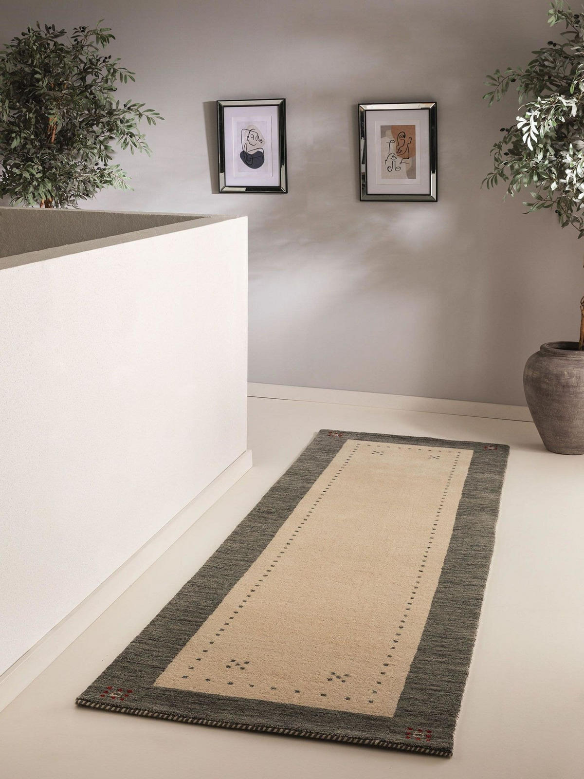 WOLLTEPPICH-LÄUFER Jamal Beige/Grau 80x250 cm - Beige, Textil (80/1cm) - KUNSTLOFT