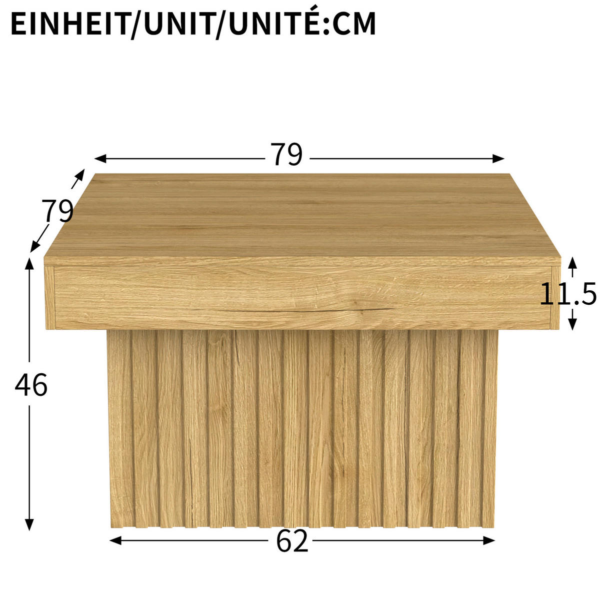 COUCHTISCH 79/79/46 cm aus MDF und Spanplatte, pflegeleicht und vielseitig, Natur - Naturfarben, Holzwerkstoff (79/79/46cm) - Redom