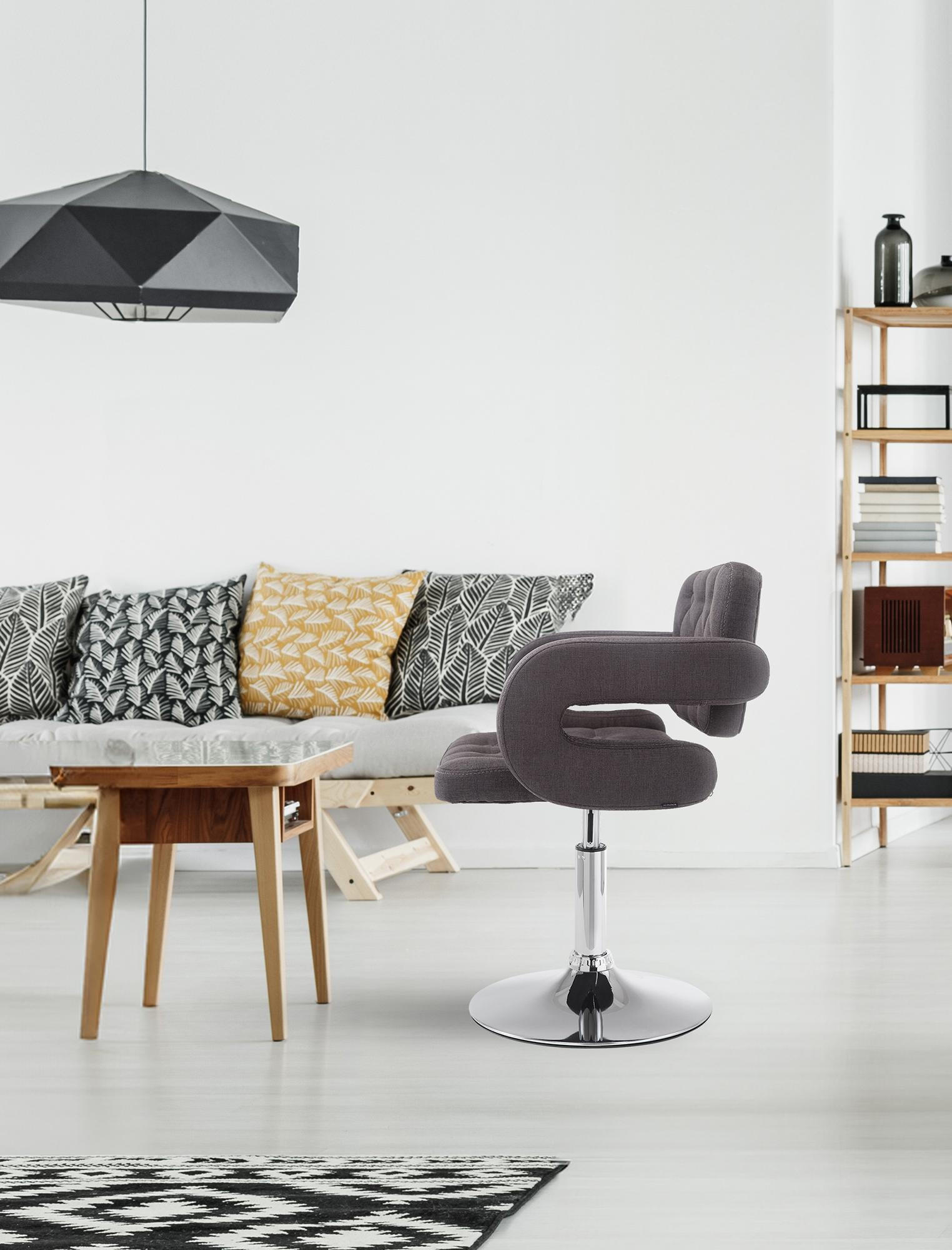 DREHSTUHL Stoff dunkelgrau - Chromfarben/Dunkelgrau, Textil/Metall (62/76/55cm) - CLP