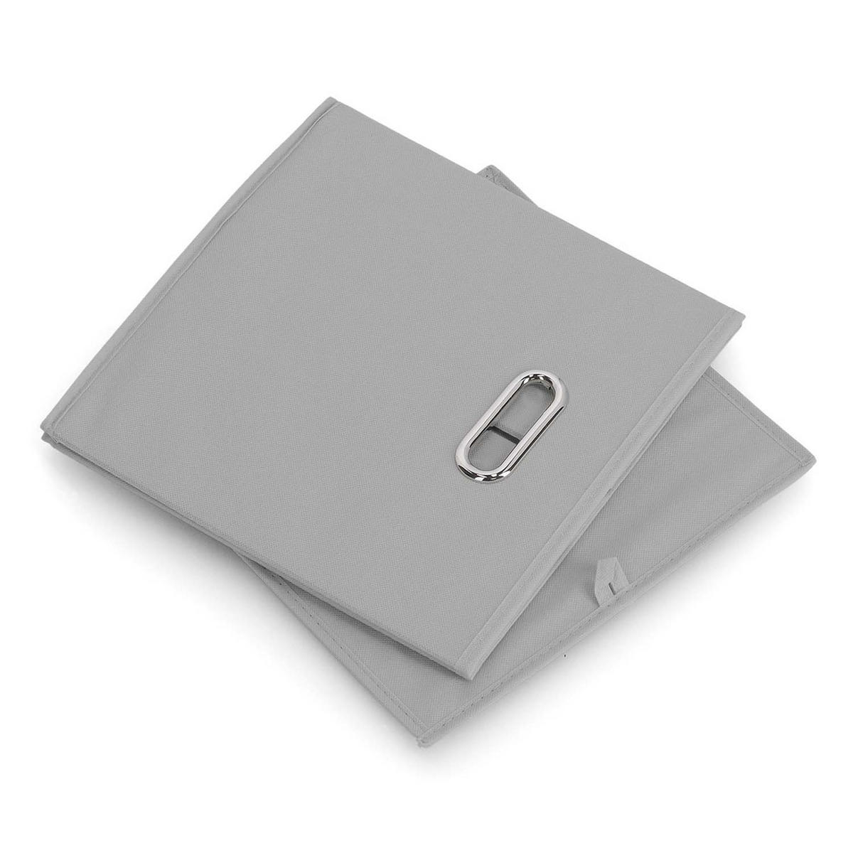 AUFBEWAHRUNGSBOXEN mit Griff, 12 Stück - Vlies, Grau - Grau, Textil (32/32cm) - Zeller Present