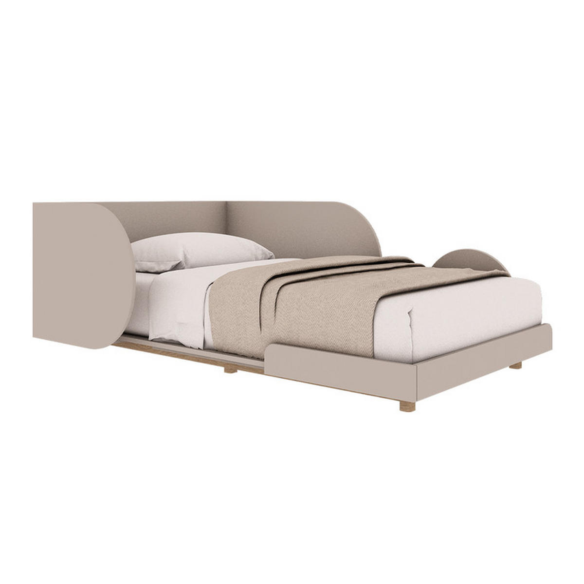 POSTEL 90/200 Bloom Béžová a dřevo - hnědá, kompozitní dřevo (90/200cm) - Petits-meubles