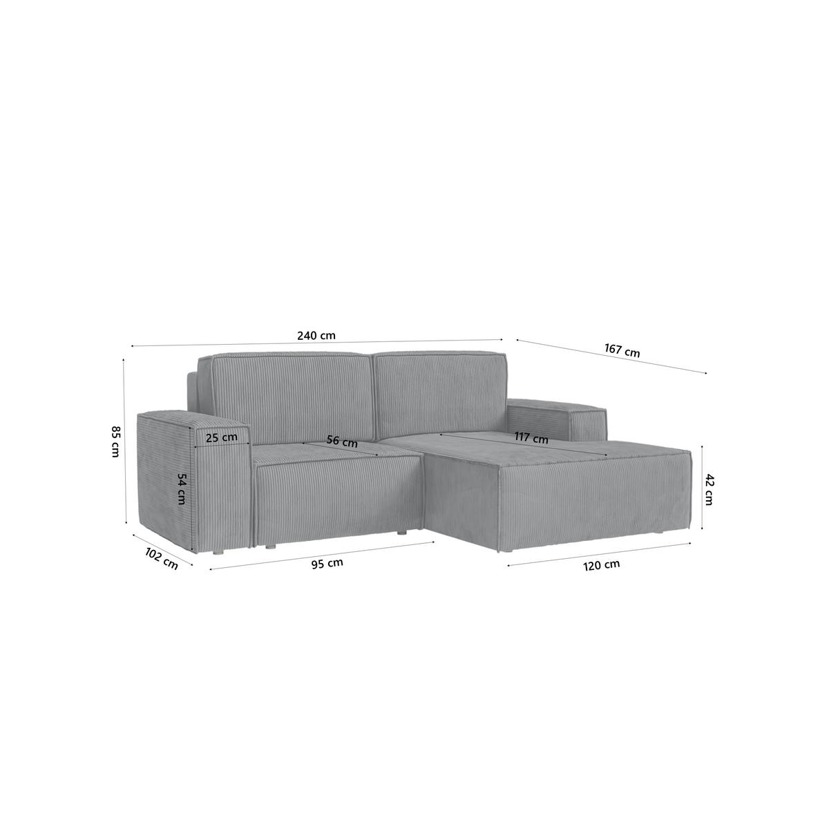 ECKSOFA KOKKO MINI mit Schlaffunktion, Anthrazit - Anthrazit, Textil (240/167cm) - Fedve