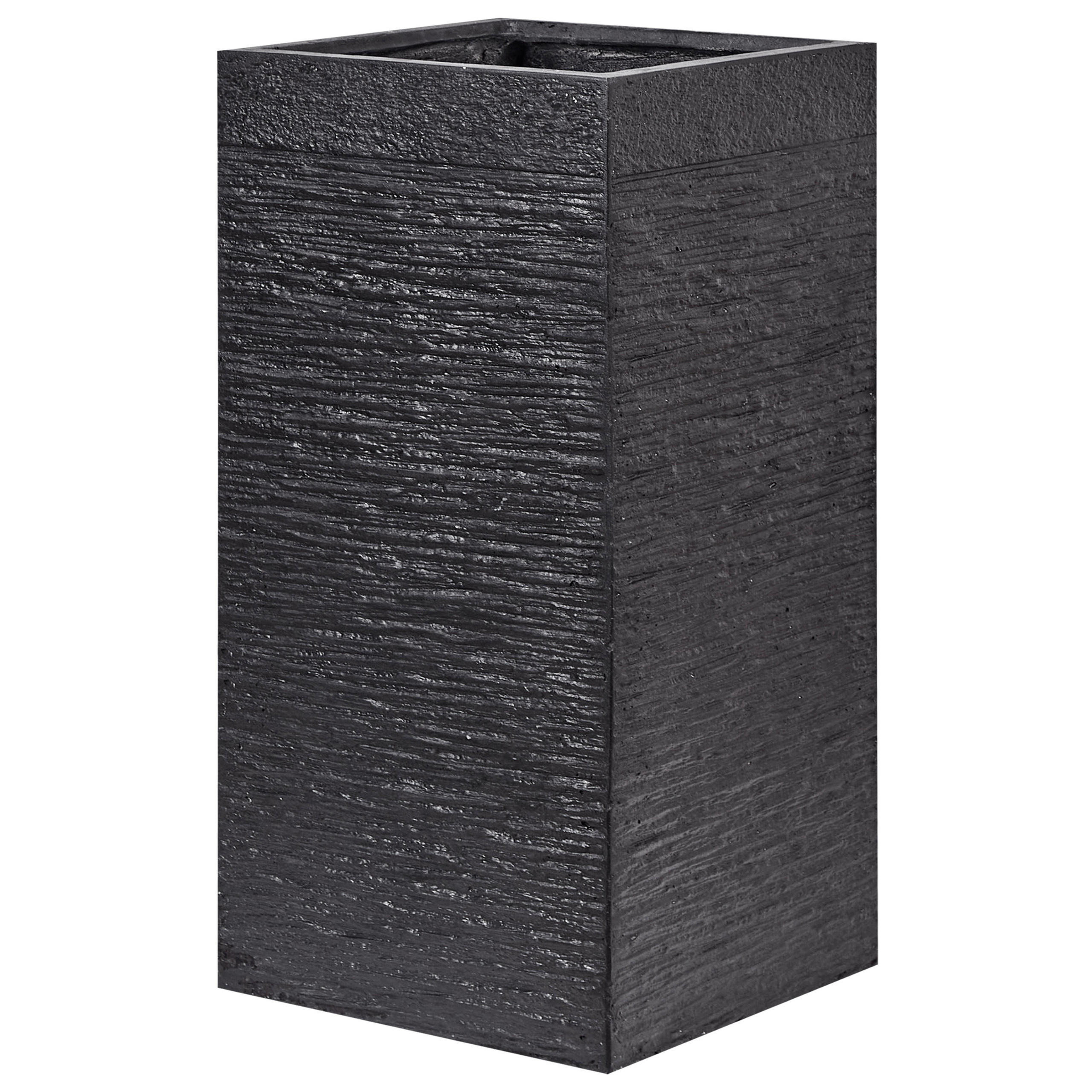BLUMENTOPF schwarz quadratisch 40/40/77 cm Dion - Schwarz, Naturmaterialien (77cm) - Beliani