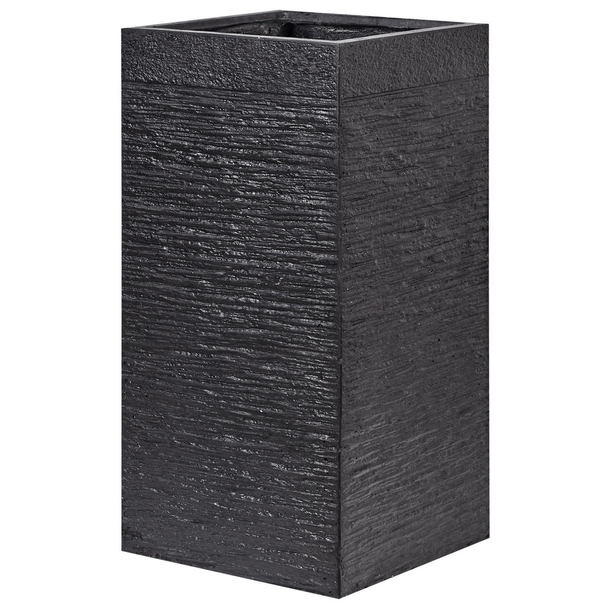 BLUMENTOPF schwarz quadratisch 40/40/77 cm Dion - Schwarz, Naturmaterialen (77cm) - Beliani