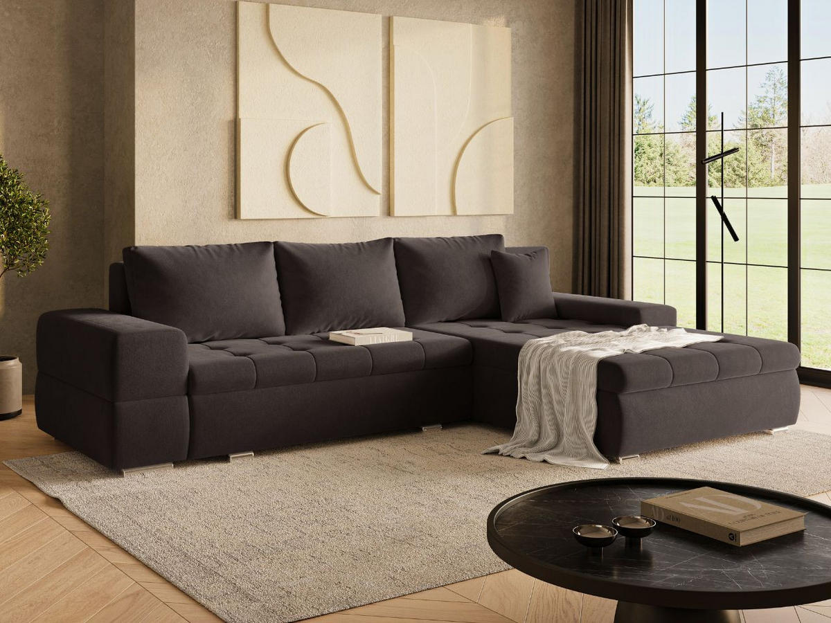 ECKSOFA Sonia Braun - Silberfarben/Braun, Holz/Textil (310/210cm) - Graingold