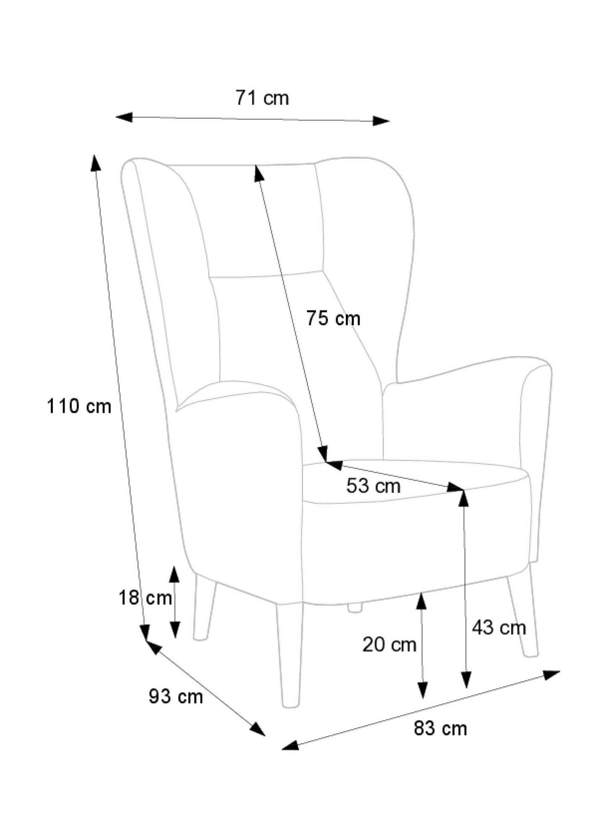 SESSEL NEXT Gelb 71x93x110 cm - Gelb, Textil (71/110/93cm) - FURNLUX