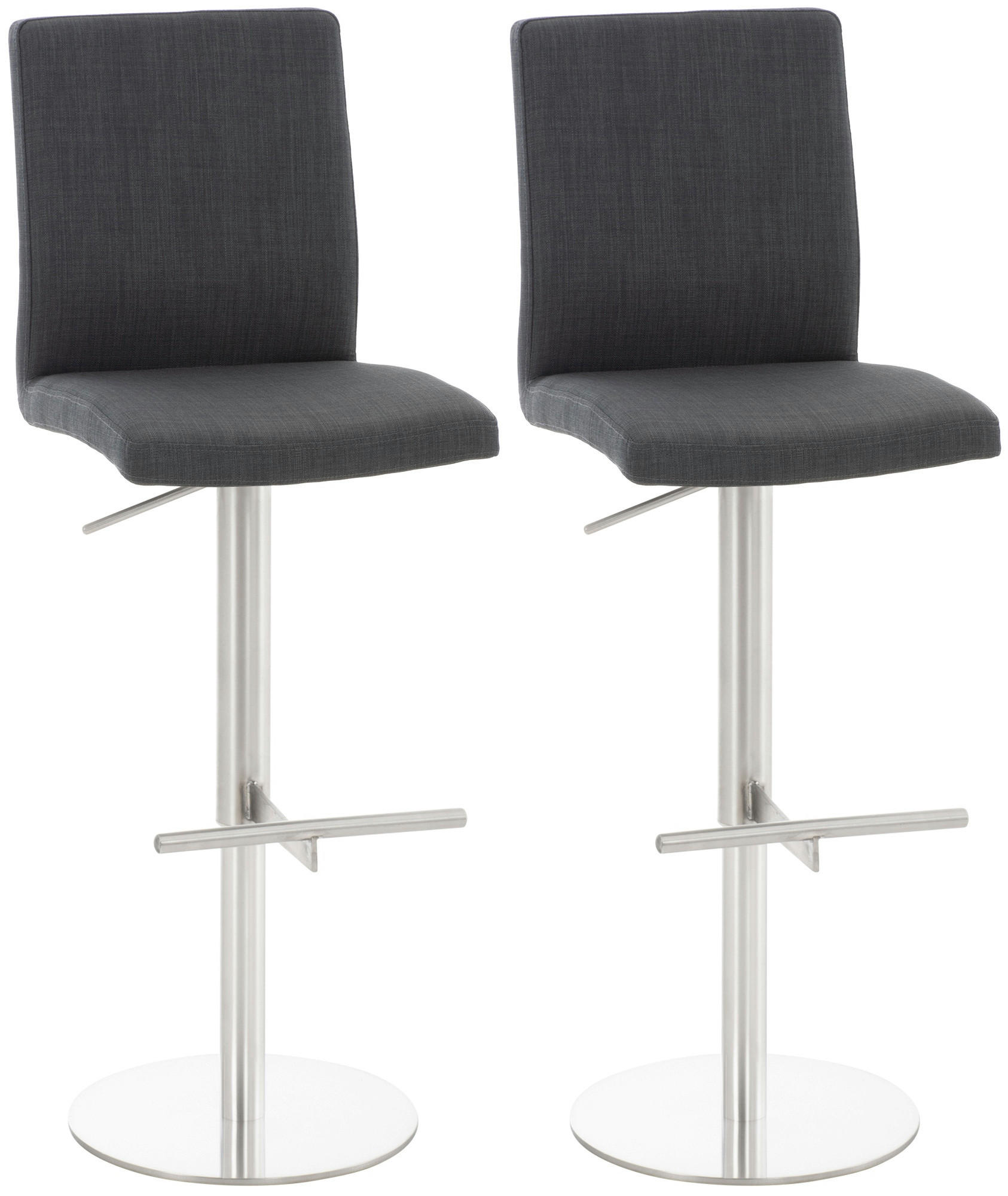 BARHOCKER 2er Set Stoff Dunkelgrau - Edelstahlfarben/Dunkelgrau, Textil/Metall (40/93/49cm) - CLP