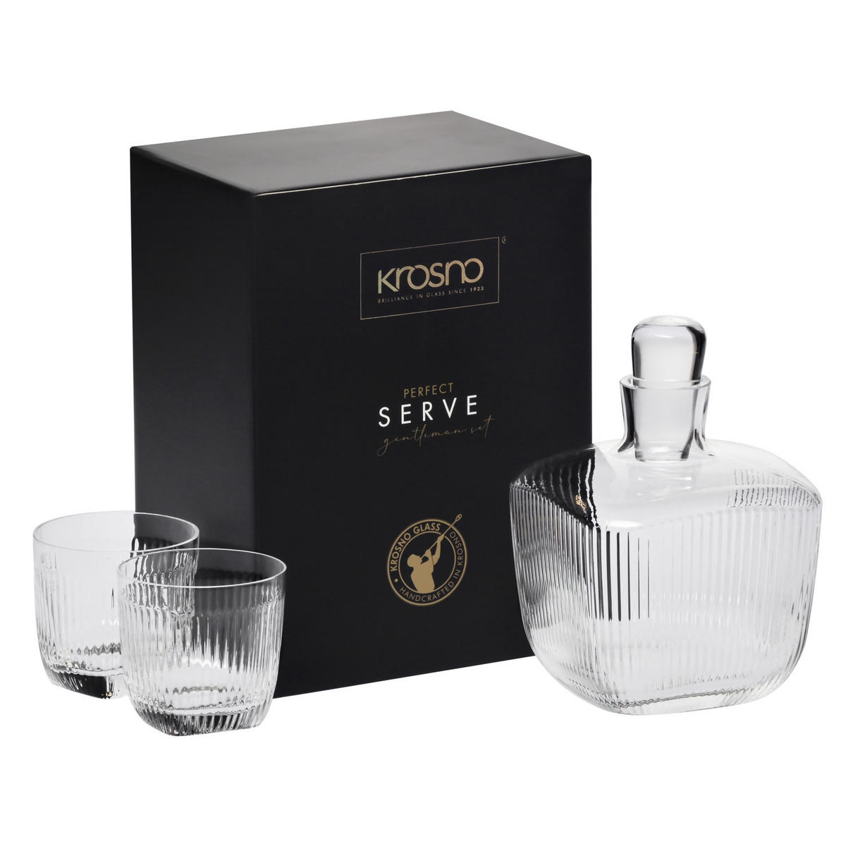 WHISKY SET, 3er-Set, 1000 ml / 200 ml, Hangemacht - Transparent, Glas (1L) - Krosno Glass