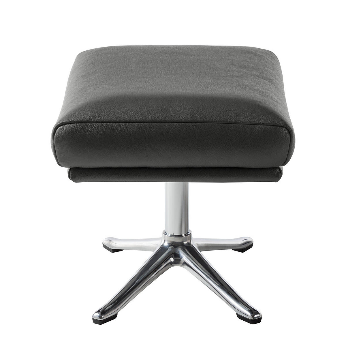 HOCKER mit Kreuzfuß - Chromfarben/Grau, Leder/Metall (54/41/41cm) - home24