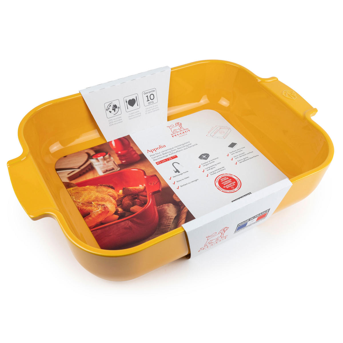 AUFLAUFFORM Keramik Appolia 40cm Rechteckig Safrangelb Spülmaschinenfest - Gelb, Keramik (27.2/40/8.3cm) - PEUGEOT