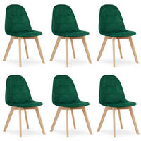 STUHL SORANO 6-er Set, Grün, mit Samtstoff gepolstert - Grün, Holz/Textil (45/82/54cm) - Komodee
