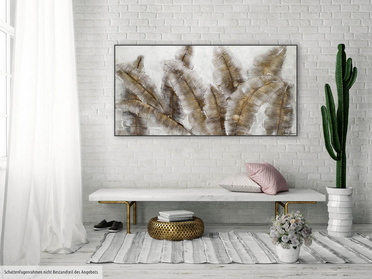 ACRYLBILD HANDGEMALT 120/60 cm - Weiß/Braun, Holz/Textil (120/60cm) - KUNSTLOFT