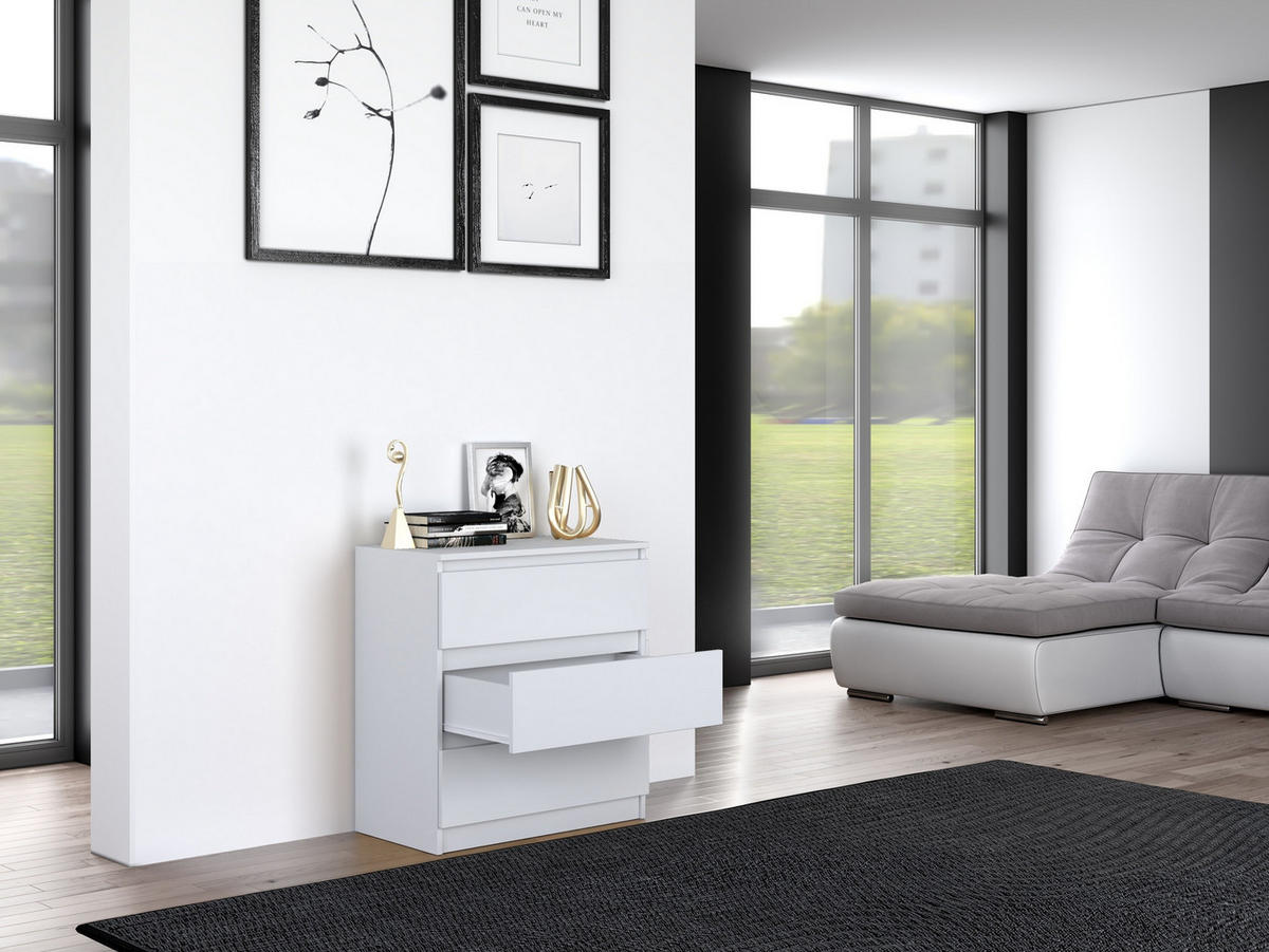 KOMMODE 3 SCHUBLADEN M3 - WEISS - Weiß, Holzwerkstoff (70/75/40cm) - CDF