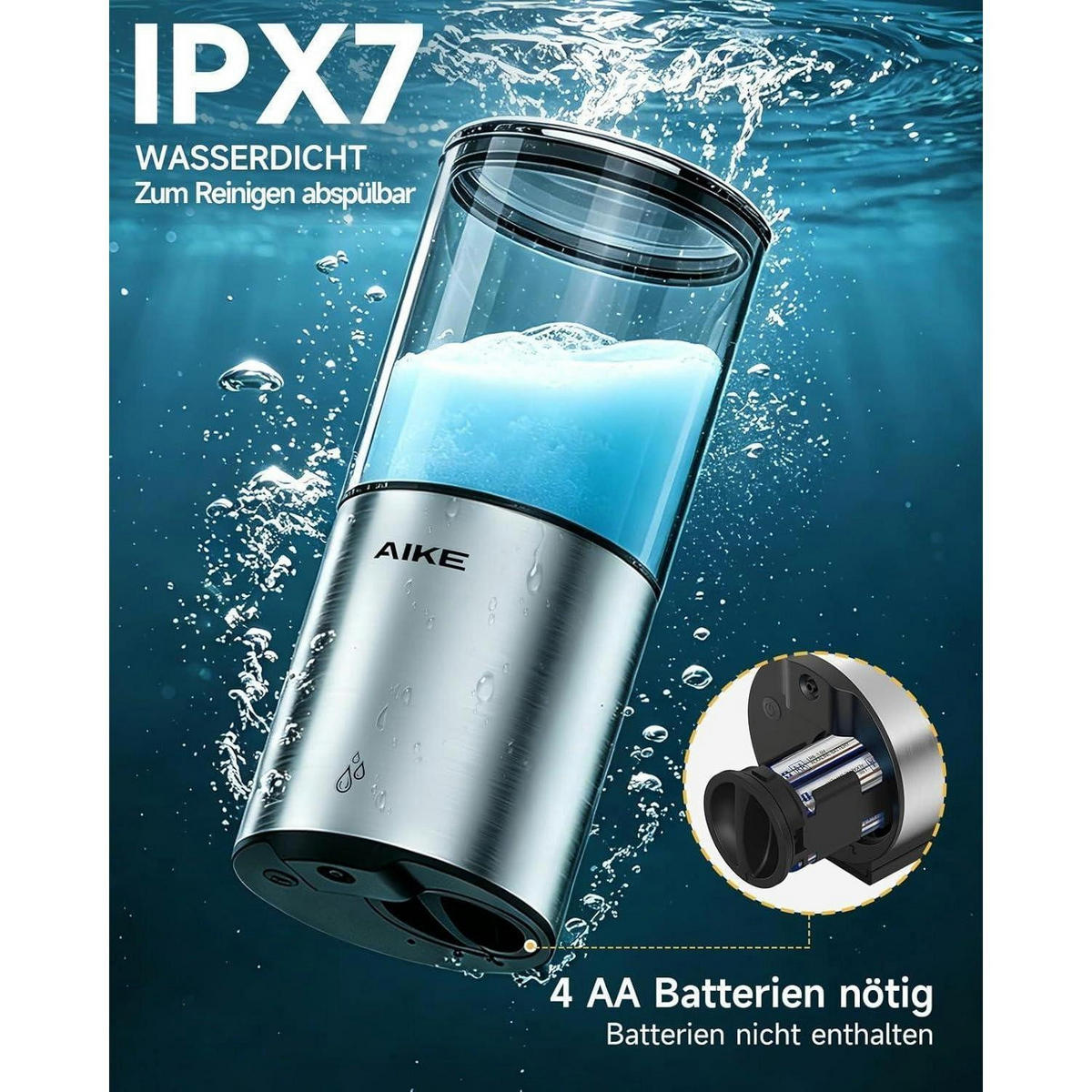 AUTOMATISCHER Seifenspender Wandmontage 400ml Edelstahl Gebürstetes Mattsilber - Silberfarben, Metall (8/19/8.5cm)