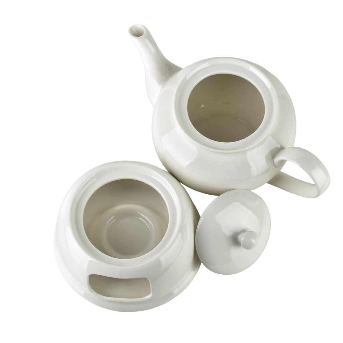 TEEKANNE MIT STÖVCHEN Basic Weiß 23x14 cm Porzellan - Weiß, Keramik (1.1L) - Mondex
