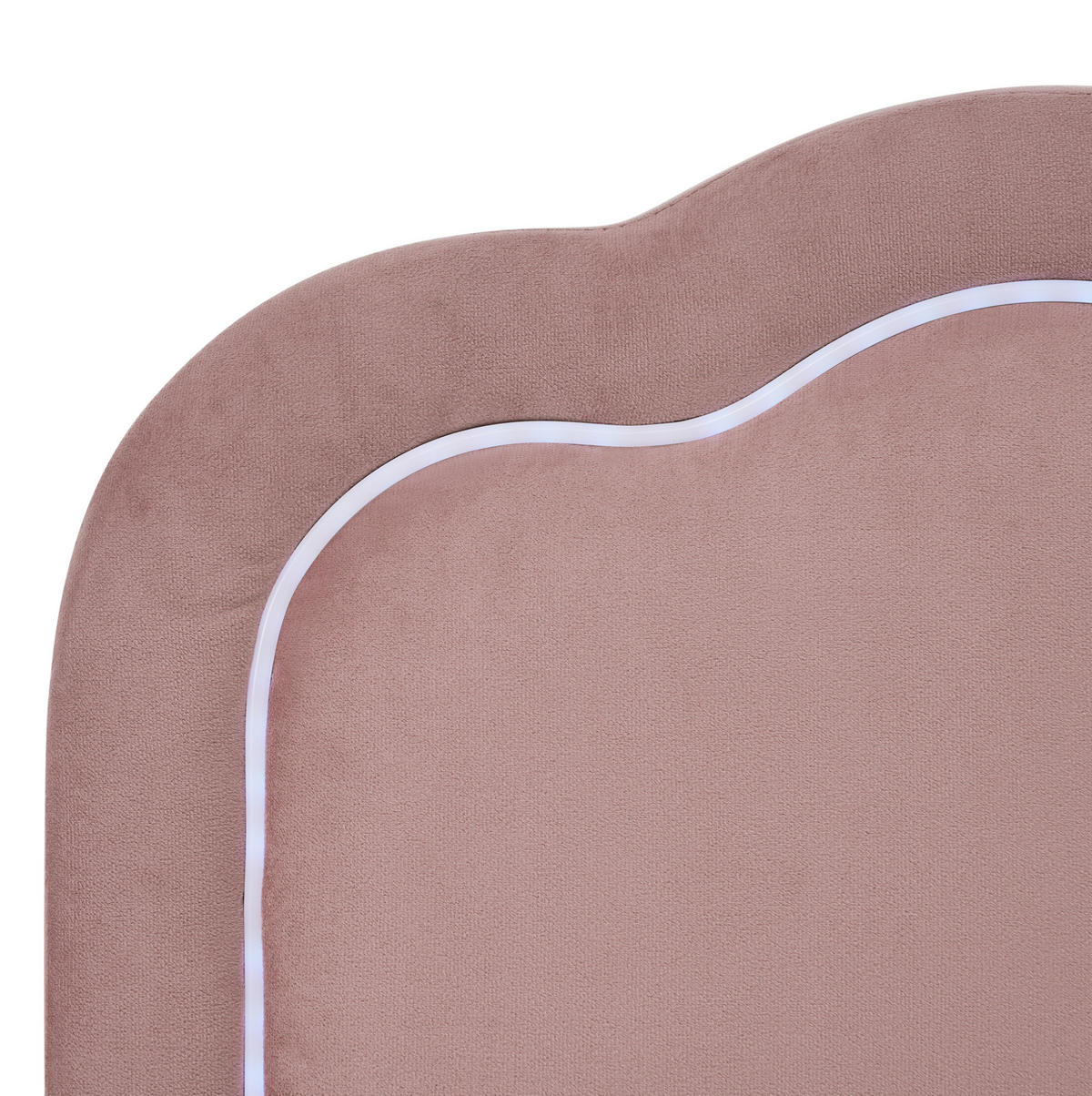 POLSTERBETT 90/200 cm Rosa aus Samt mit LED-Kopfteil - Pink, Textil (90/200cm) - OKMYHOME