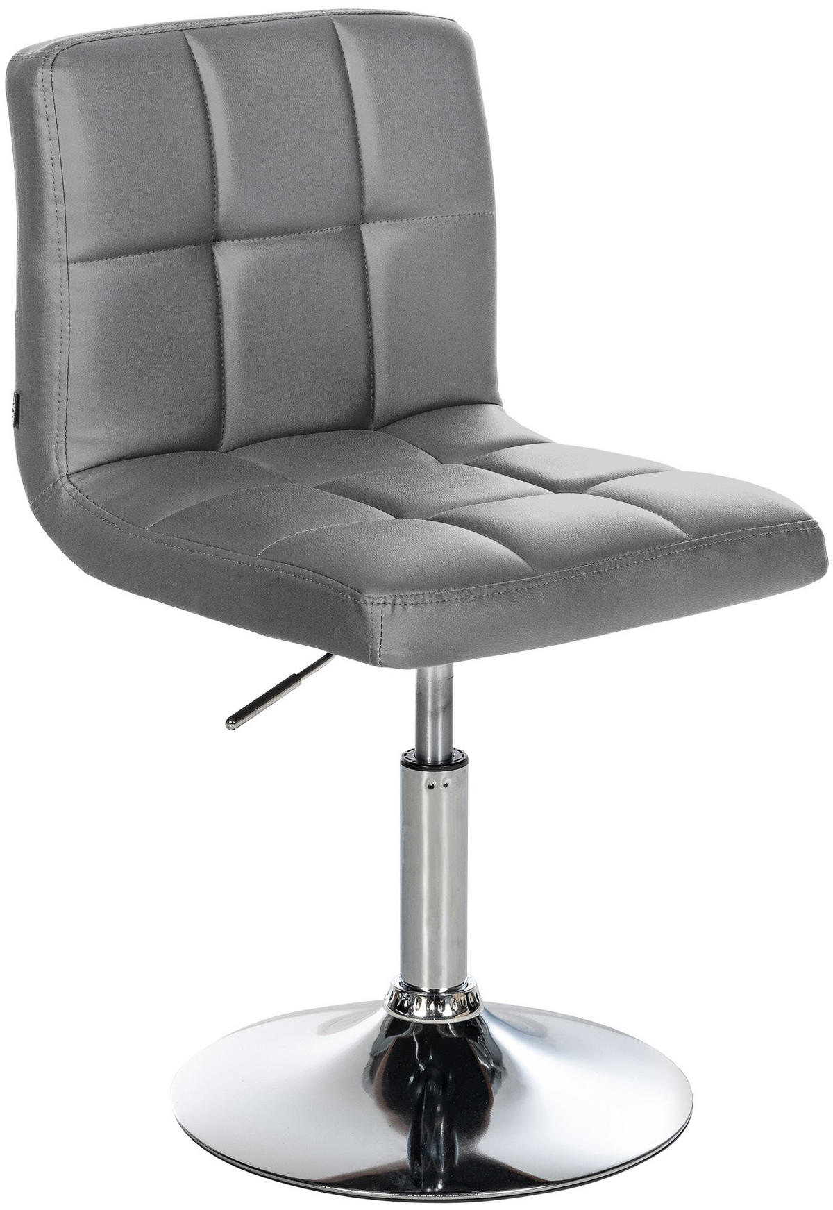 DREHSTUHL Lederlook grau - Chromfarben/Grau, Textil/Metall (44/74/49cm) - CLP