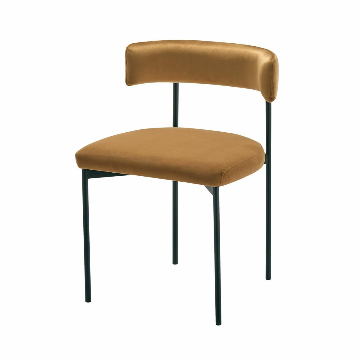 POLSTERSTUHL Loanny Samt Kupferbraun - Schwarz/Kupferfarben, Textil/Metall (54/53/78cm) - Selsey