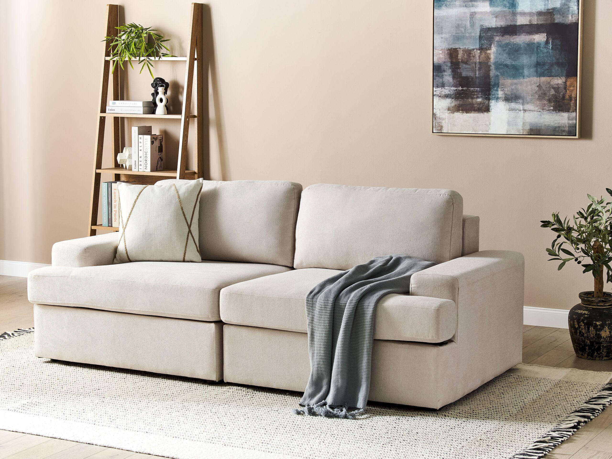 Thumbnail - Beliani 3-Sitzer-Sofa, Beige, Textil, 208x86x112 cm, Wohnzimmer, Sofas & Couches, Sofas, 3-Sitzer Sofas