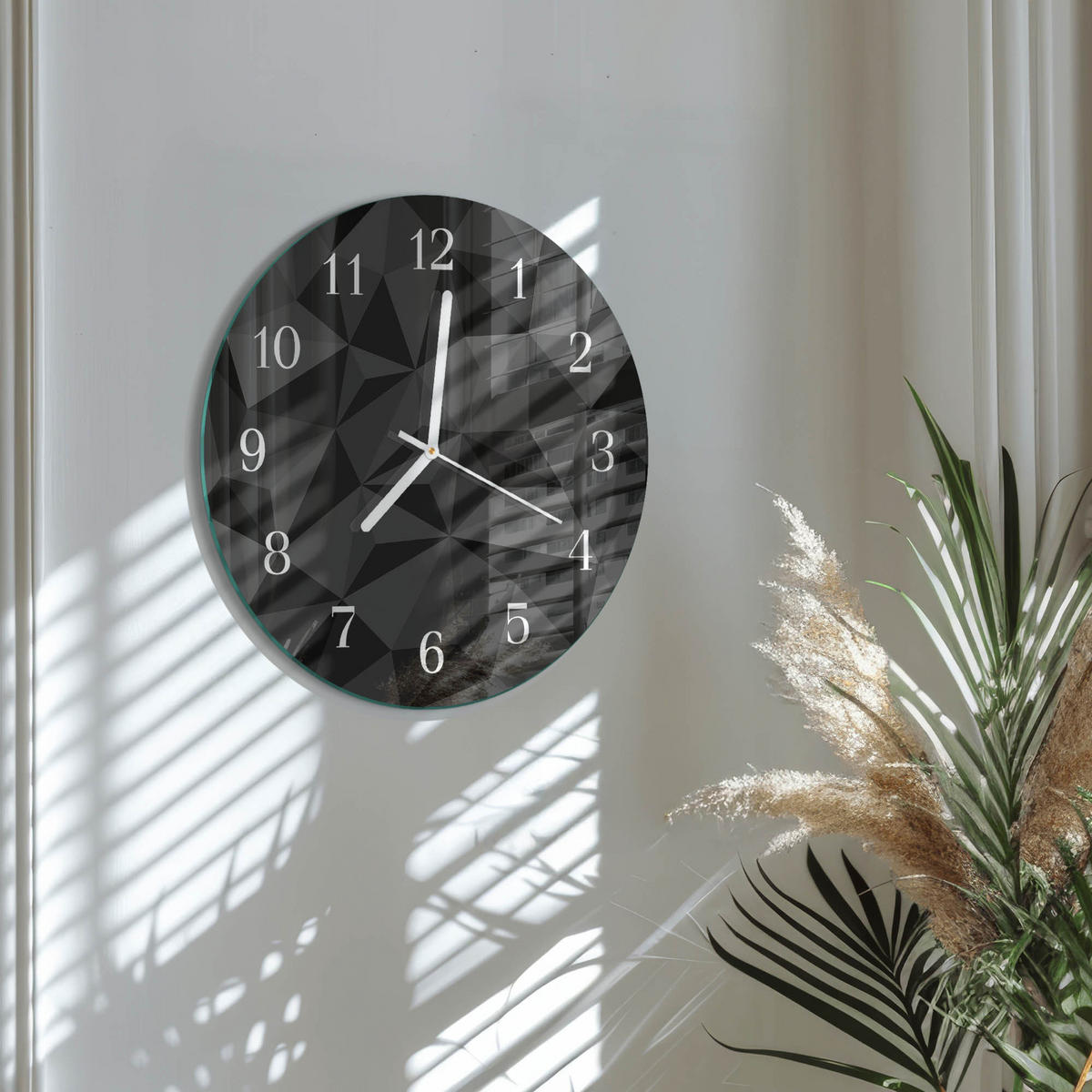 WANDUHR fi30 cm - 3D-Muster - Schwarz, Glas (30/30/0.4cm) - TULUP