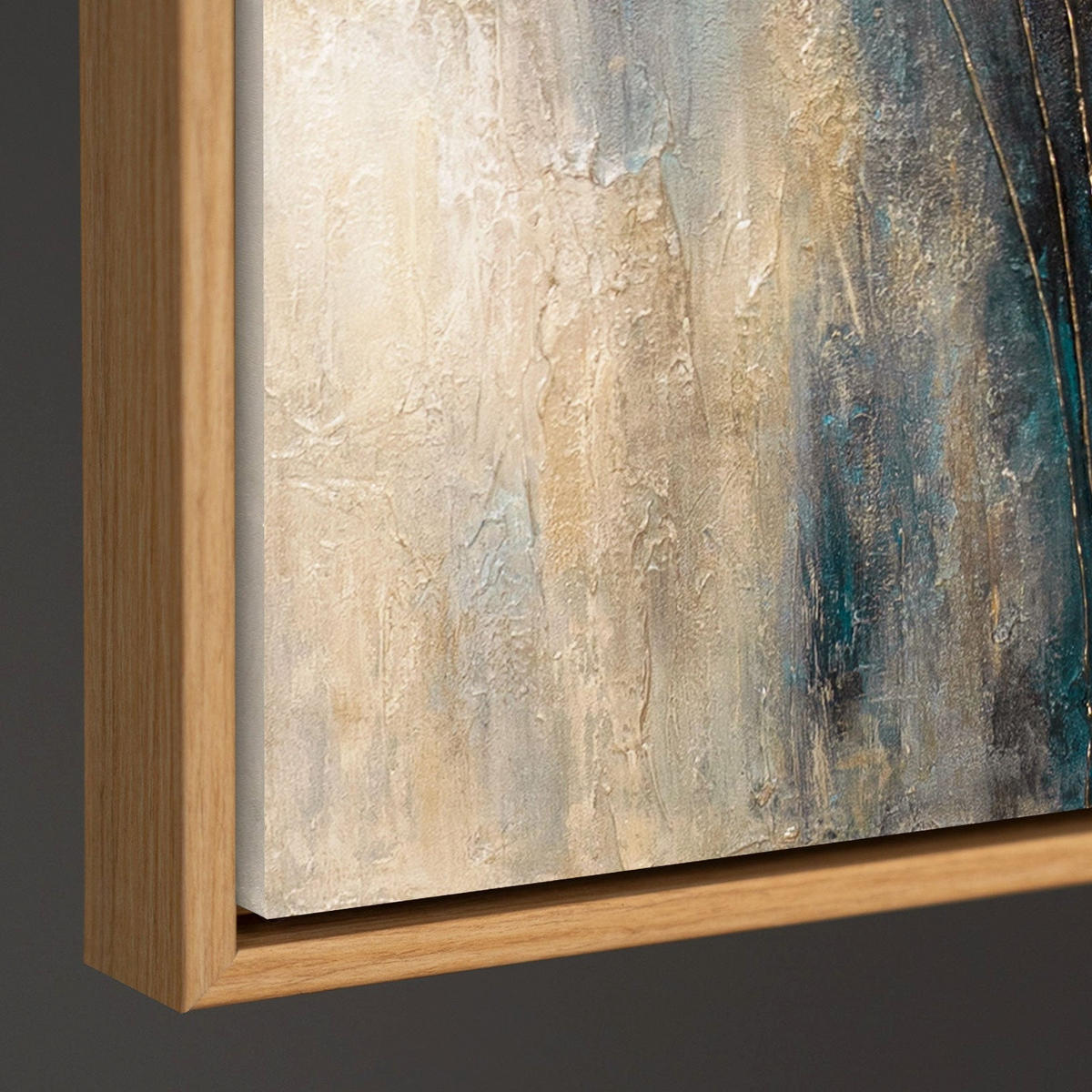 GEMÄLDE Wind und Gold Schattenfugenrahmen Eichefarben 60x40 cm - Eichefarben, Holz (60/40cm) - YS-art gallery