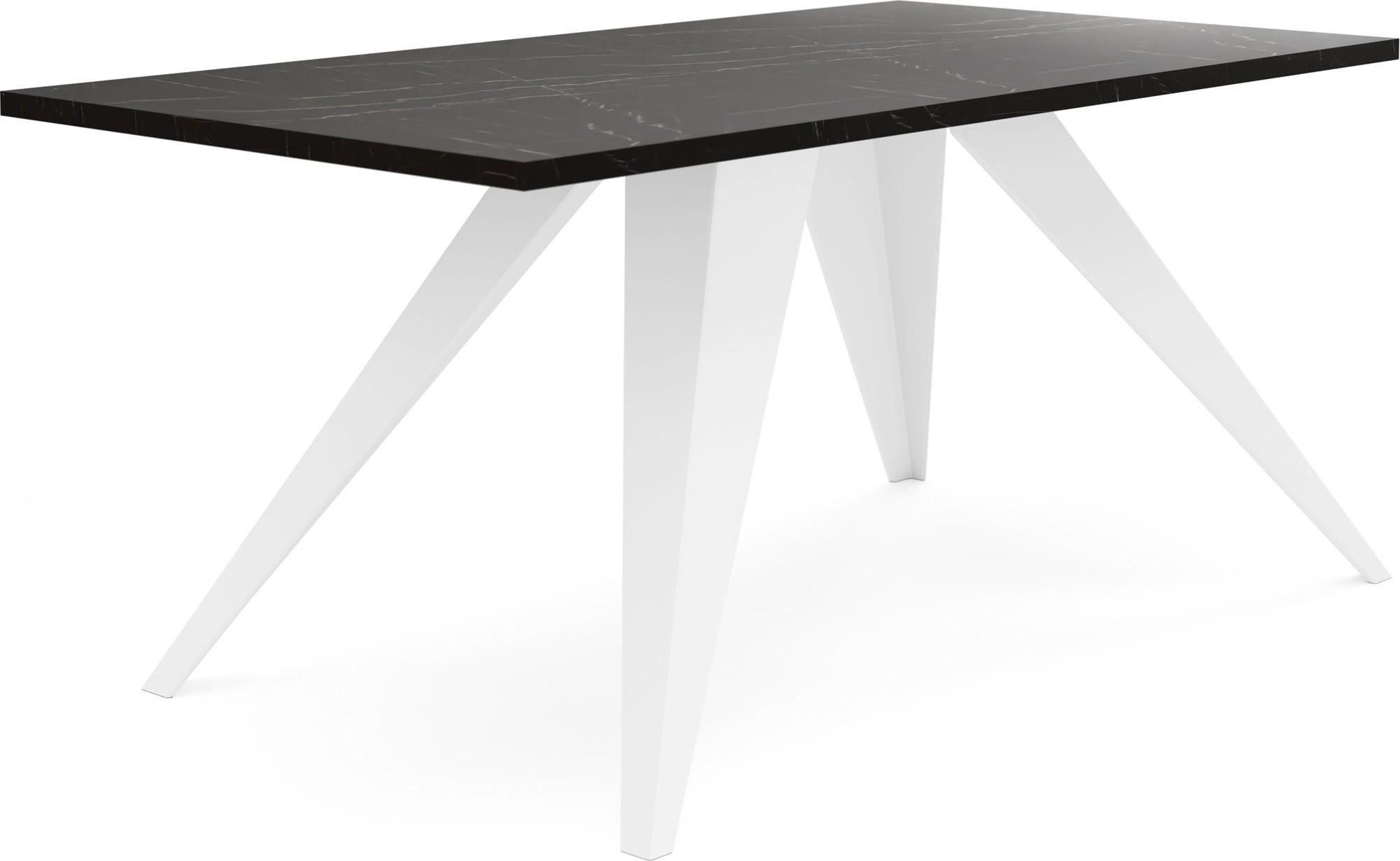 ESSTISCH Vance rechteckig, Marmor Schwarz 120/60/48 cm - Anthrazit/Weiß, Holzwerkstoff/Metall (60/120/48cm) - WFL GROUP