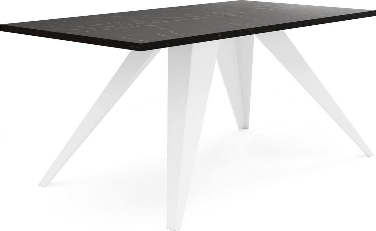 ESSTISCH Vance rechteckig, Marmor Schwarz 120/60/48 cm - Anthrazit/Weiß, Holzwerkstoff/Metall (60/120/48cm) - WFL GROUP