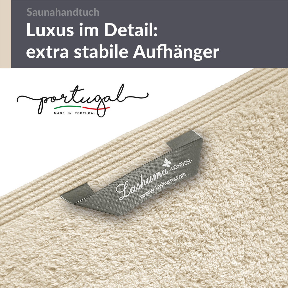 BADETUCH London Natur 100x200 cm - Naturfarben, Textil (100/200cm) - Lashuma