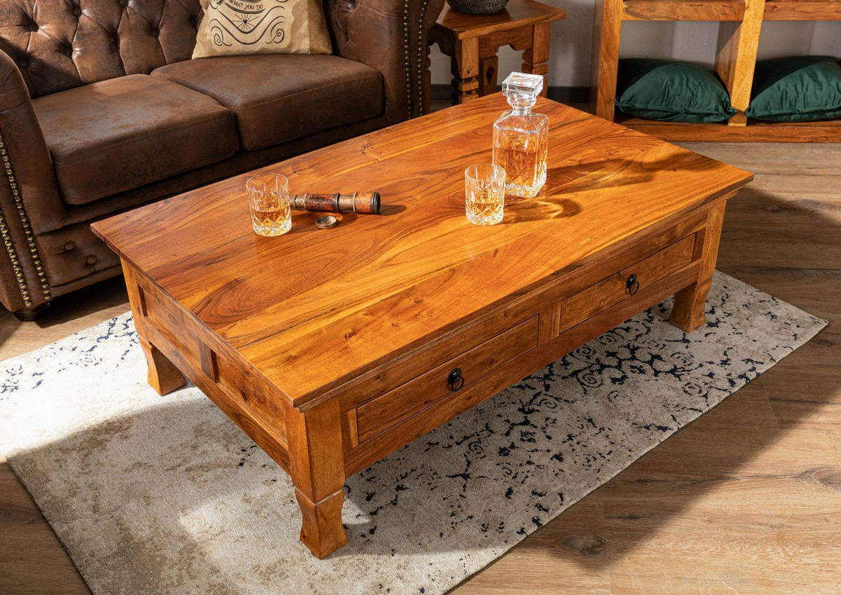 COUCHTISCH Akazie 120x75x40 honig lackiert OXFORD #0445 - Braun, Holzwerkstoff (75/120/40cm)