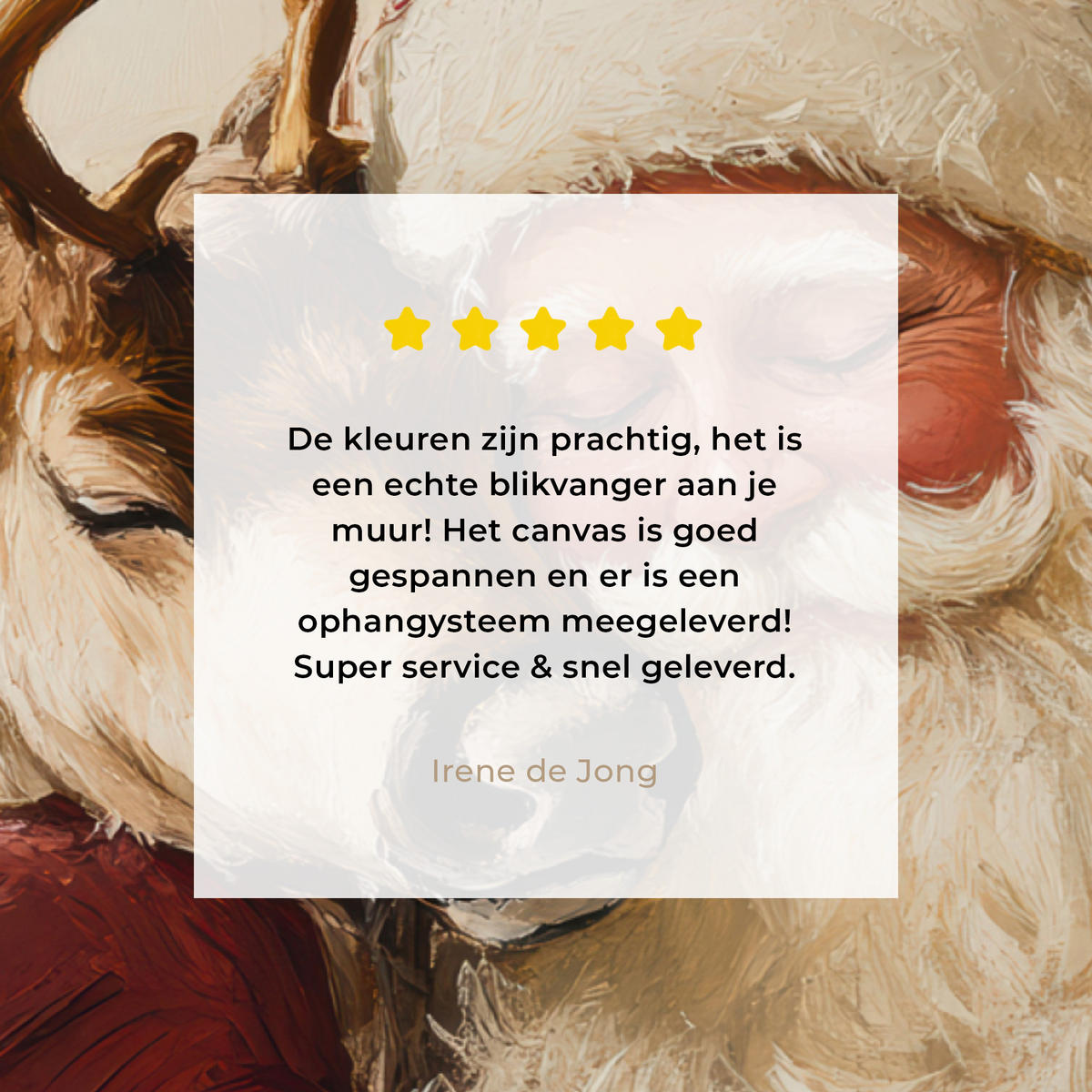 LEINWANDBILD Weihnachtsmann - Rentier - Weihnachten Wandbild 40x30 cm - Rotbraun, Textil (40/30cm) - MuchoWow