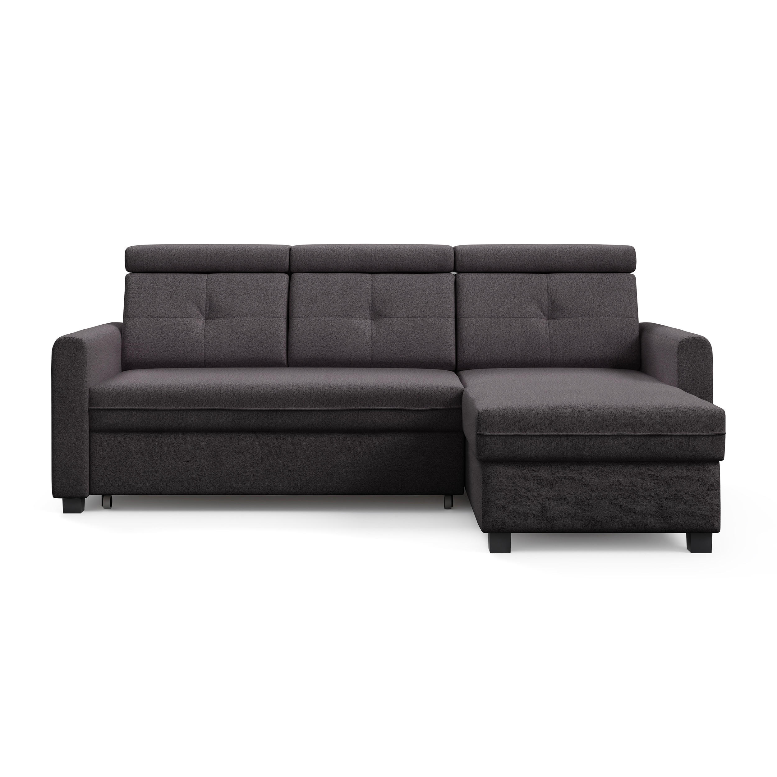 ECKSCHLAFSOFA Milano, Schwarz, rechts - Schwarz, Textil (217/166cm) - Beautysofa
