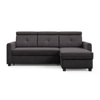 ECKSCHLAFSOFA Milano, Schwarz, rechts - Schwarz, Textil (217/166cm) - Beautysofa