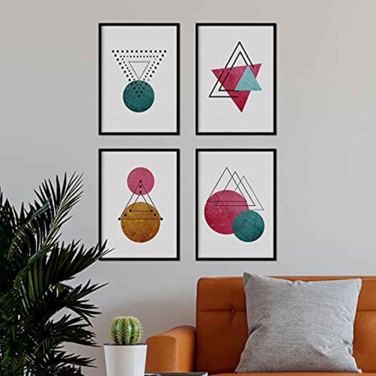 POSTER Set mit 4 Sternbilder und Monde Nordische Dreiecken A4 Schwarzer Rahmen - Schwarz, Papier (29.7/3cm) - Nacnic