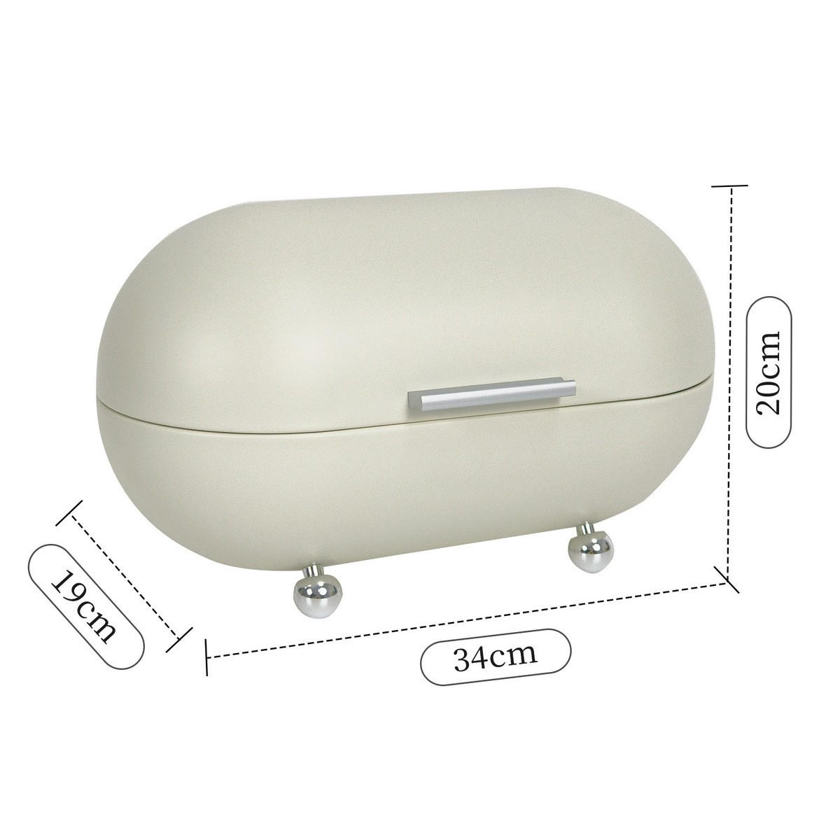 BROTKASTEN 34/19/20 cm Creme - Creme, Metall (19/20/34cm) - Authentics
