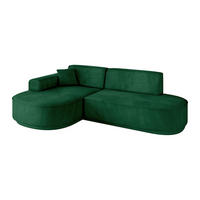 ECKSOFA Ottomane Links MARI-L1-v3 - 243x171x83 cm Dunkelgrün Velours - Dunkelgrün/Schwarz, Holzwerkstoff/Kunststoff (243/171cm) - ALTDECOR