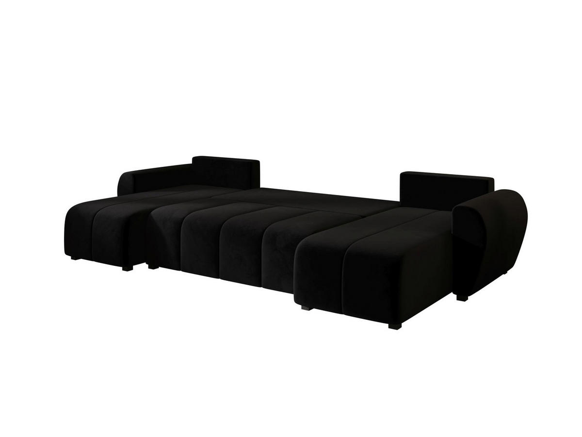 WOHNLANDSCHAFT MOLISA U Itaka 15 mit Schlaffunktion - Schwarz, Textil (303/82/208cm) - Bedante