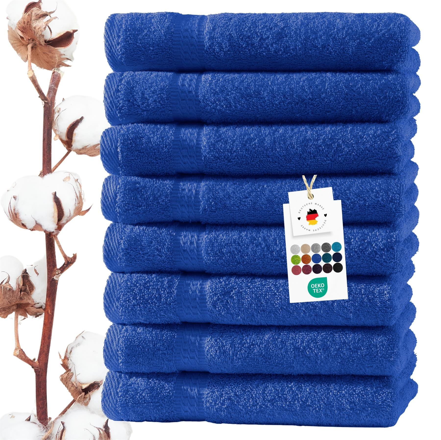 HANDTUCH 50x100 cm Frottier Handtücher im 8er Set aus 100% Baumwolle, Royal Blau 500g/m2 - Blau, Textil (50/100cm) - Carpe Sonno