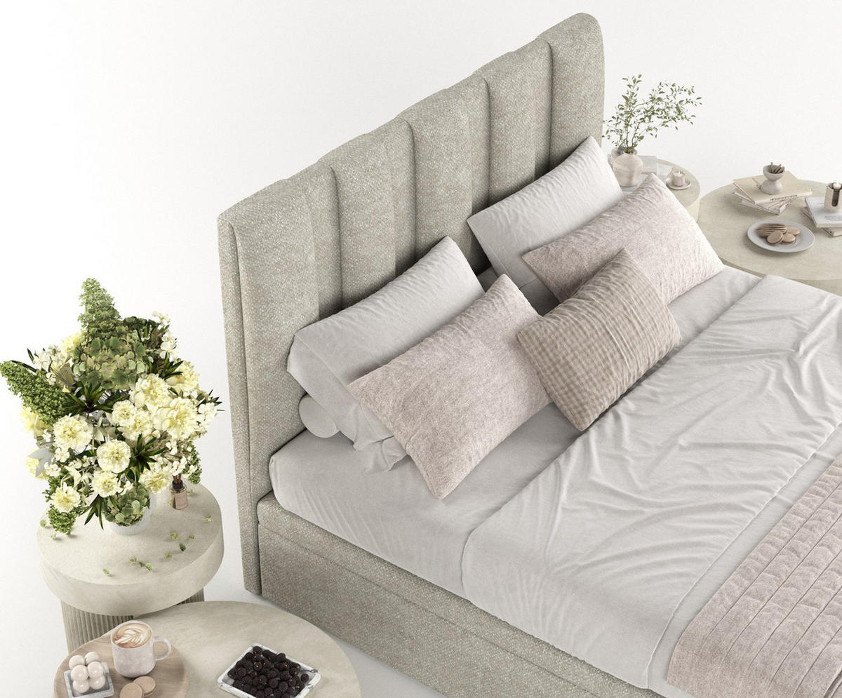 POLSTERBETT Orta mit Stauraum 120/200 cm Beige im Alta Stoff - Beige/Schwarz, Holz/Holzwerkstoff (120/200cm) - AltaBeds