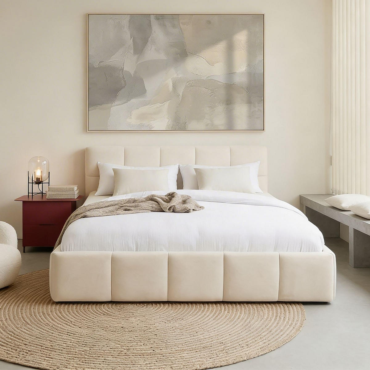 POLSTERBETT CLOUD 180x200 cm cremeweiß - Creme, Textil (180/200cm) - IDIMEX