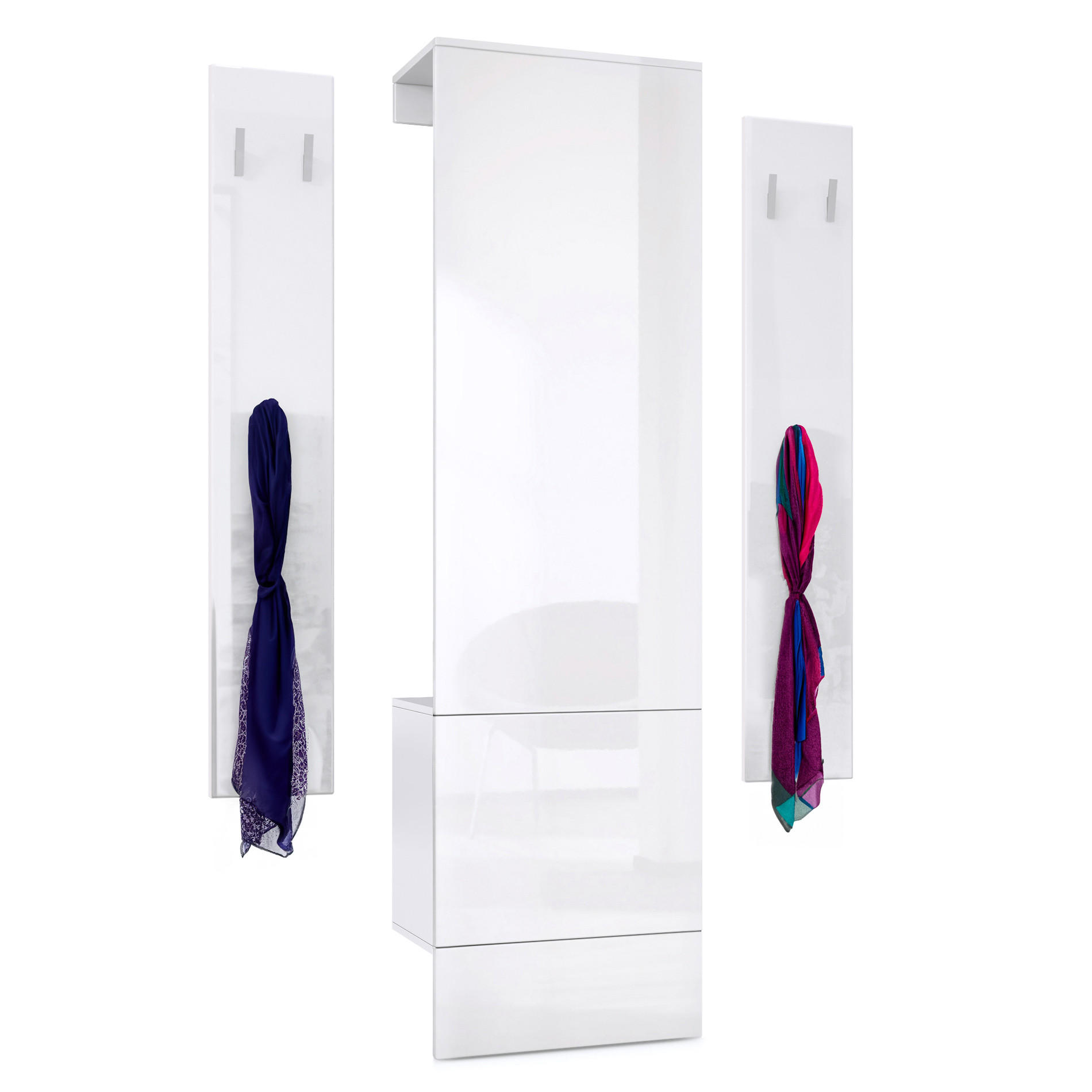 GARDEROBE Hollywood Weiß Hochglanz - Weiß Hochglanz, Holzwerkstoff (123/193/35cm) - Vladon