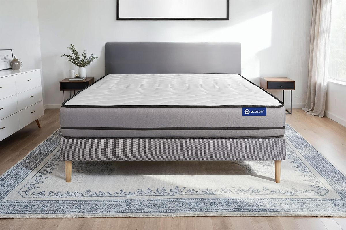 BETT Actiflex night Taschenfederkern 160 x 195 cm h4 - Kit Bettgestell Grau - Beige/Grau, Karton/Holz (160/195cm) - ACTISOM