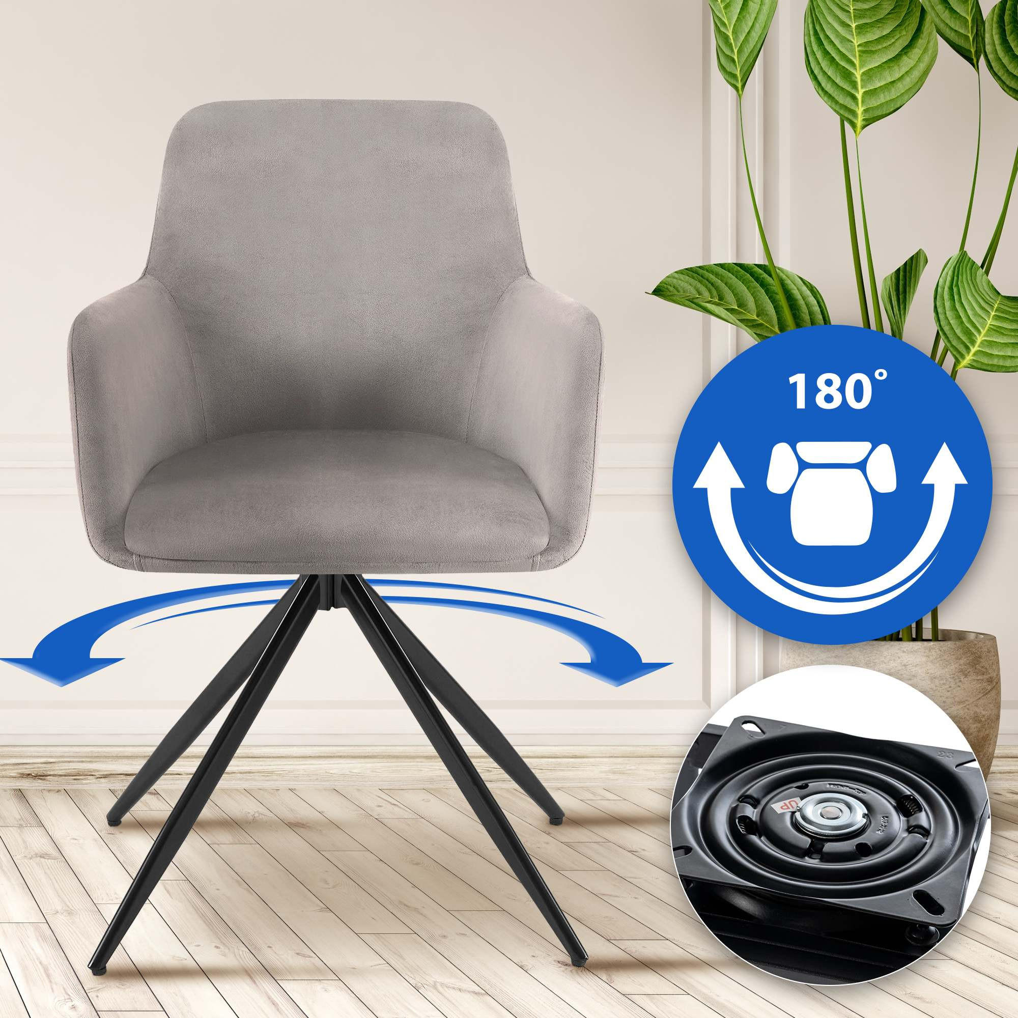 ARMLEHNENSTUHL Samt grau - Schwarz/Grau, Textil/Metall (56/81/62cm) - CLP