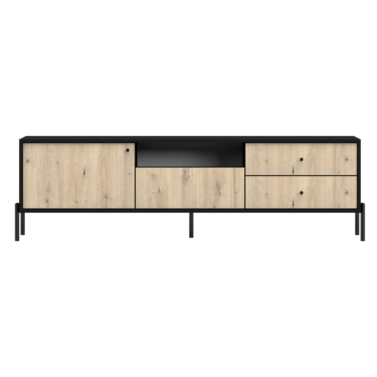 TV-LOWBOARD Raviero Schwarz / Artisan Eiche 200 cm - Beige/Schwarz, Holzwerkstoff/Metall (200/58/40cm) - Selsey